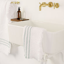 Load image into Gallery viewer, Mungo Belgian Waffle Bath Towel (White and Duck Egg)
